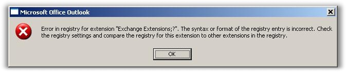 Exchange Extensions Error